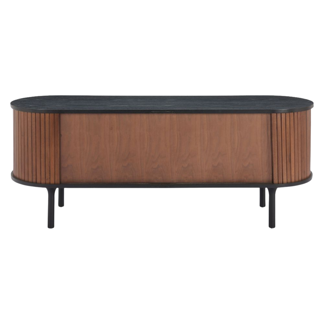 Koriana Black Walnut Entertainment Stand – Sleek Storage & Display | Living Room Furniture | Trufairs