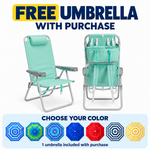 Backpack Beach Chair 2 Pack – Reclining Aluminum, 300 - 500 lbs