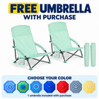 Folding Beach Chairs 2-Pack – Mesh Back with Cup Holders