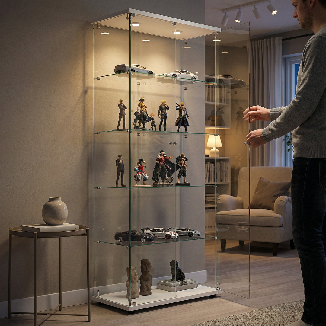 Tempered glass display cabinet