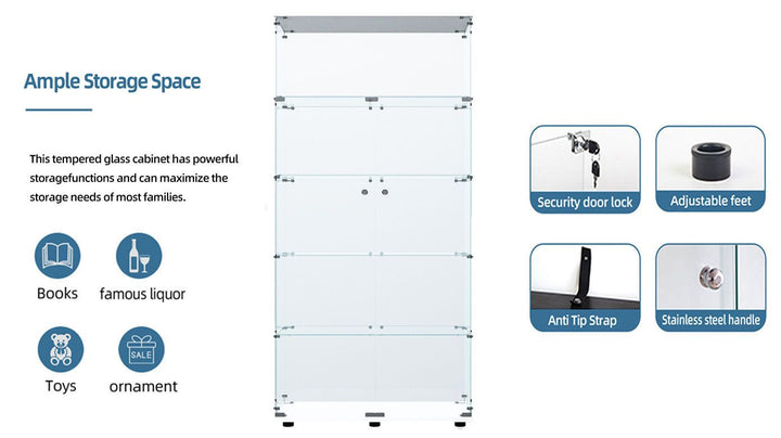 Tempered glass display cabinet