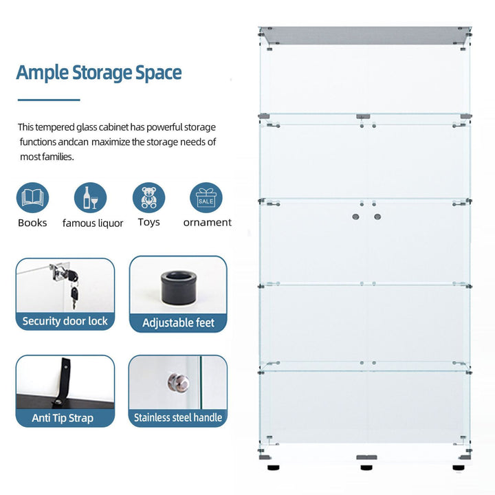 Tempered glass display cabinet