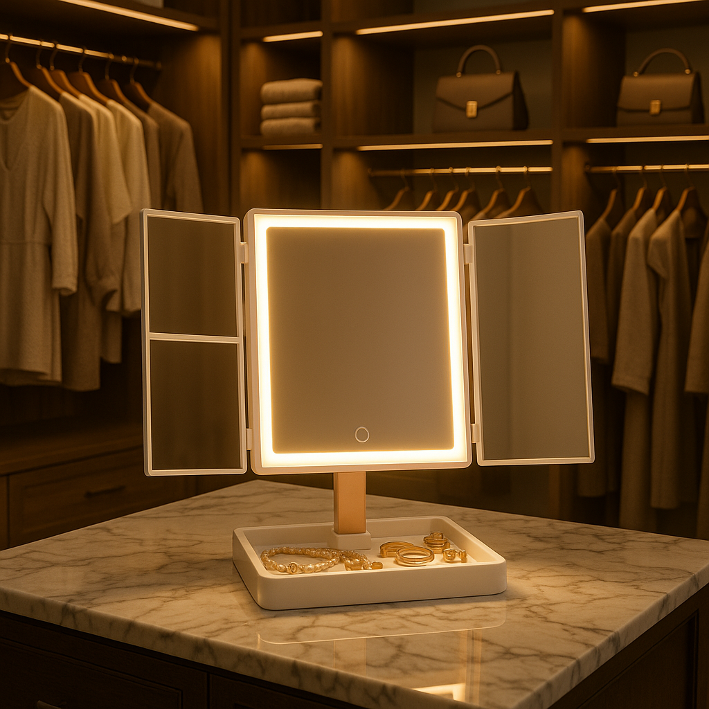 Tri-Fold LED Vanity Mirror