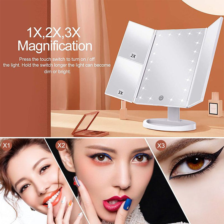 Tri-Fold LED Vanity Mirror