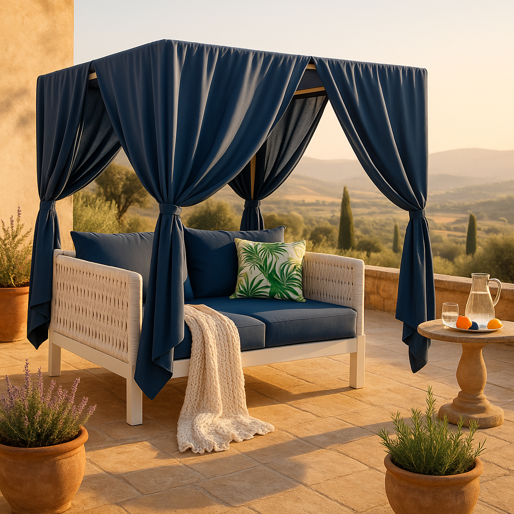 UStyle Outdoor Patio Sunbed with Curtains