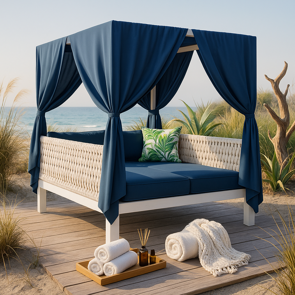 UStyle Outdoor Patio Sunbed with Curtains