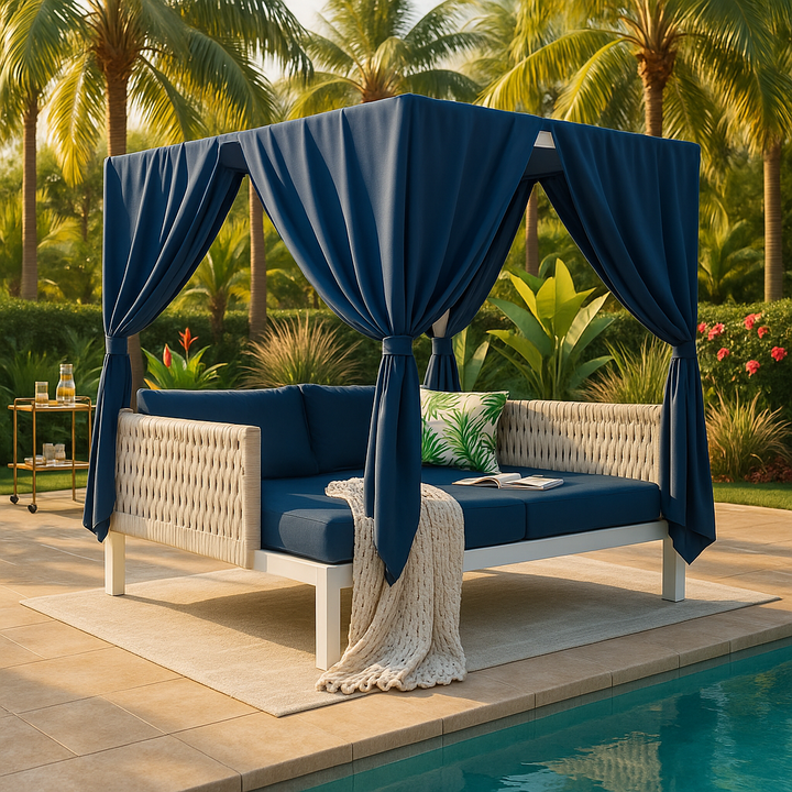 UStyle Outdoor Patio Sunbed with Curtains