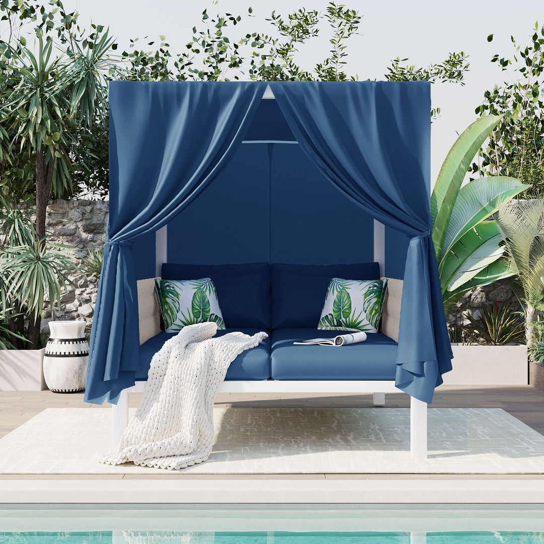UStyle Outdoor Patio Sunbed with Curtains