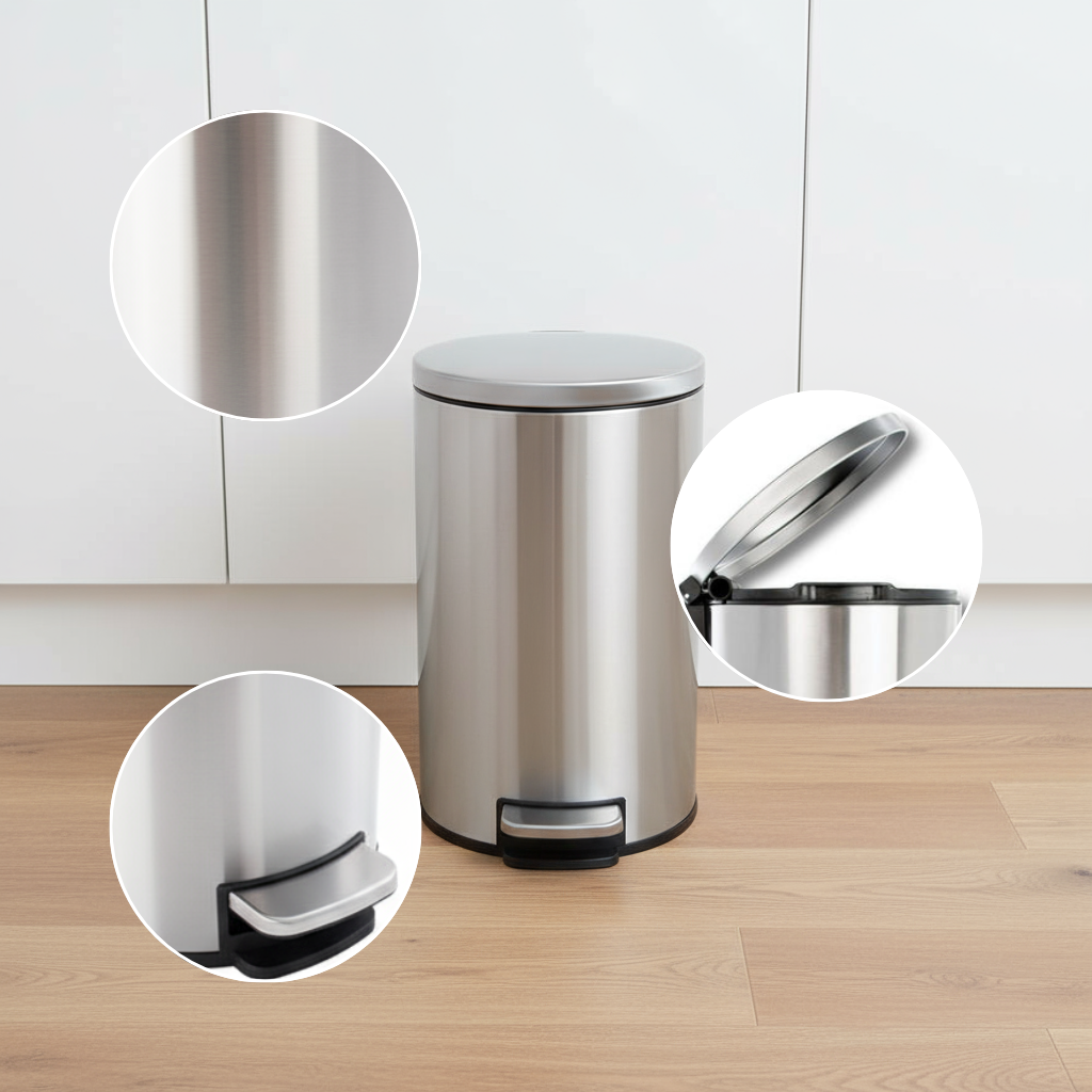 Bathroom Trash Can – 3.1 Gallon Modern Silver Stainless Steel Step-On Bin, hygiene, space-saving, and modern | Small Garbage Can for Bathroom | Trufairs