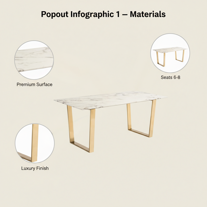 Atlas Dining Table White & Gold