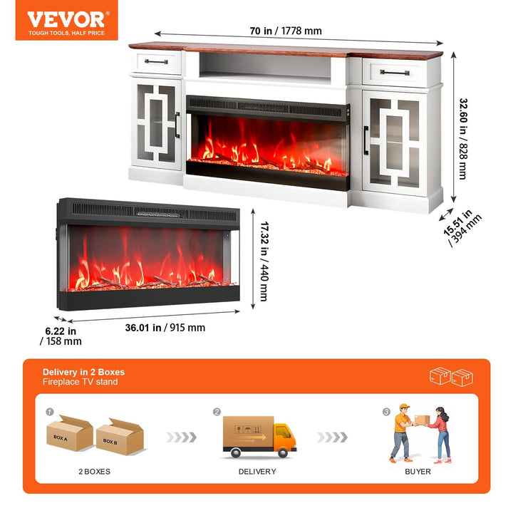 VEVOR 80" Fireplace TV Stand