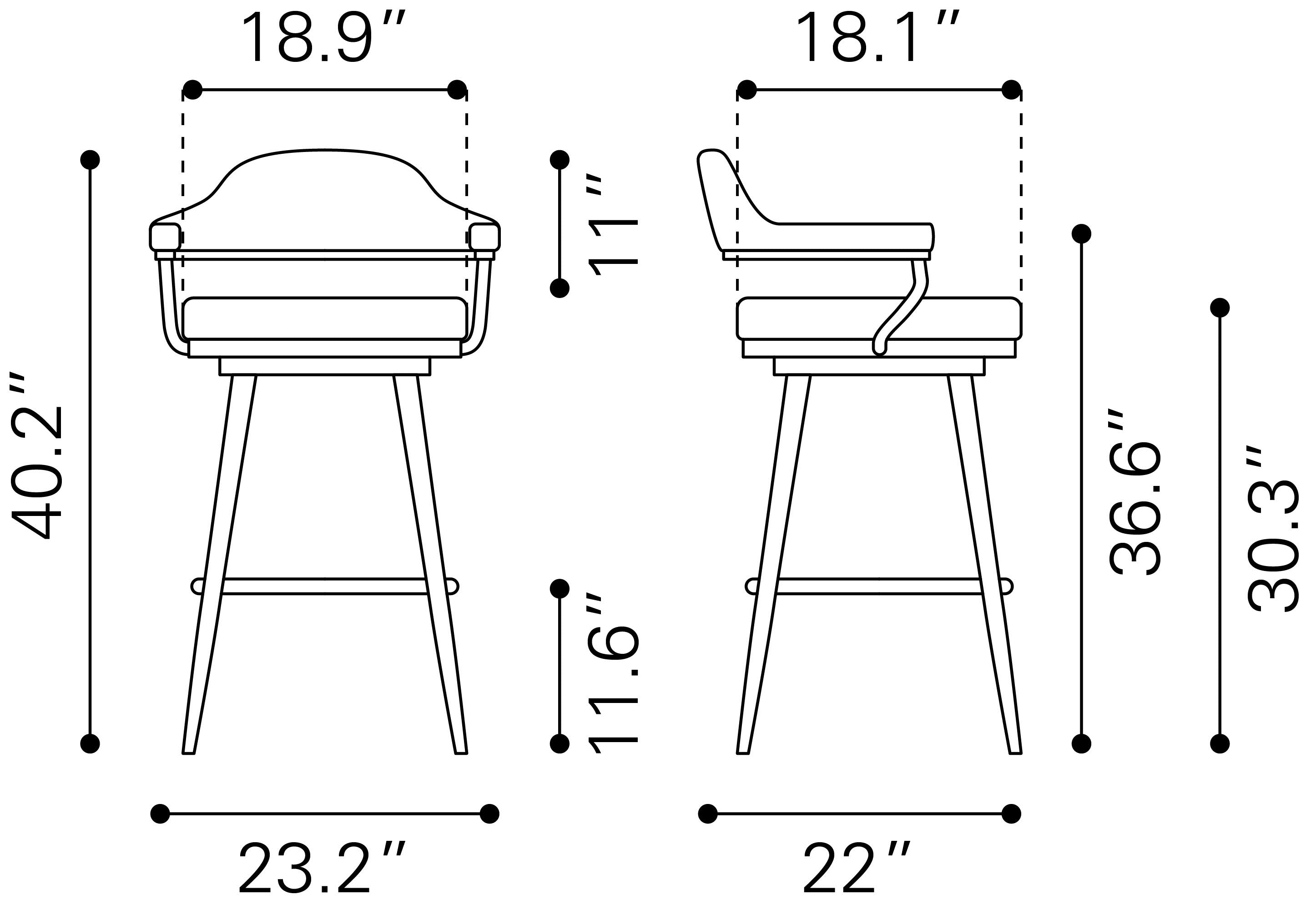 Vagur Swivel Barstool Black