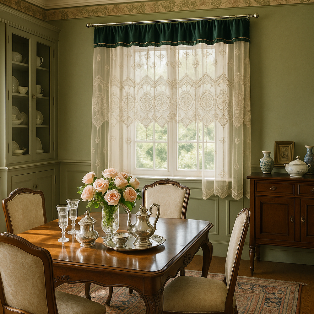 Velvet Embroidered Sheer Valance