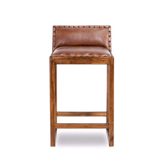 Gavin 25'' Solid Wood Genuine Leather Counter Stool