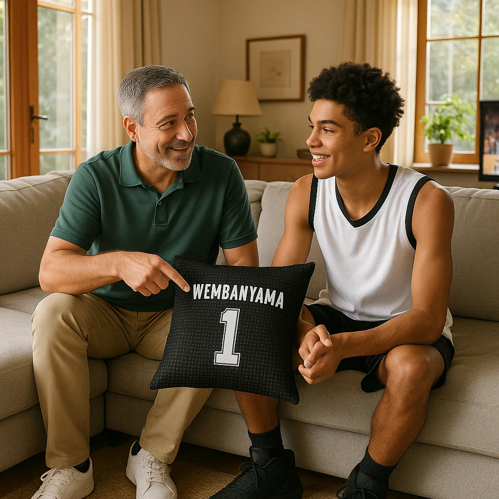 Exclusive San Antonio Spurs NBA Victor Wembanyama Premium Throw Pillow - 18" x 18" Comfort Collection