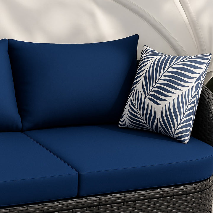 LunaLux premium 48’ Blue  Rattan Daybed with cushion