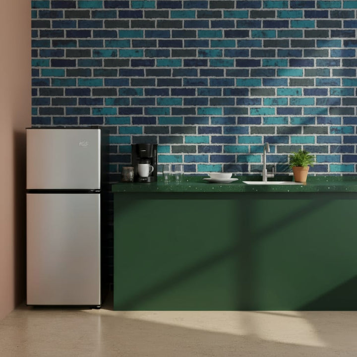 KRIB BLING 3.5Cu.Ft Compact Refrigerator Mini Fridge with Freezer, Small Refrigerator with 2 Door, 7 Level Thermostat Removable Shelves for Kitchen, Dorm, Apartment, Bar, Office, Silver/Black/Blue