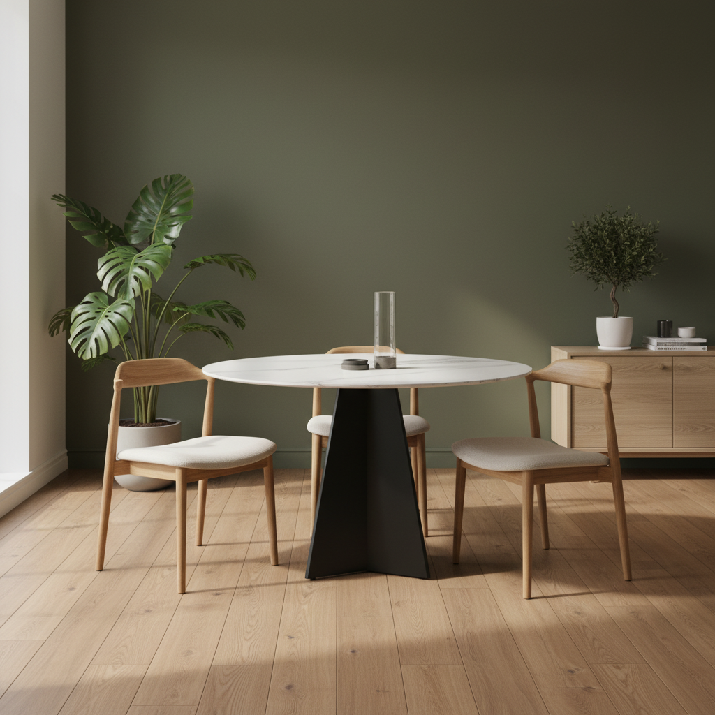 Izar Dining Table White – Modern Faux Marble Round Table | Dining Table | Trufairs