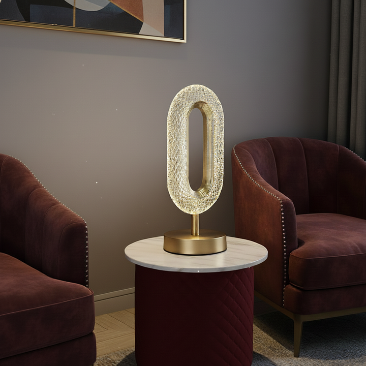 Ovated Modern LED Table Lamp Plug in Desk Lamps for Living Room Ring Shape in Gold