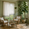 Semi-Sheer Cafe Curtain Tassels Short Kitchen Curtain Half Window Curtain Bedroom Curtain, 57x24 inch
