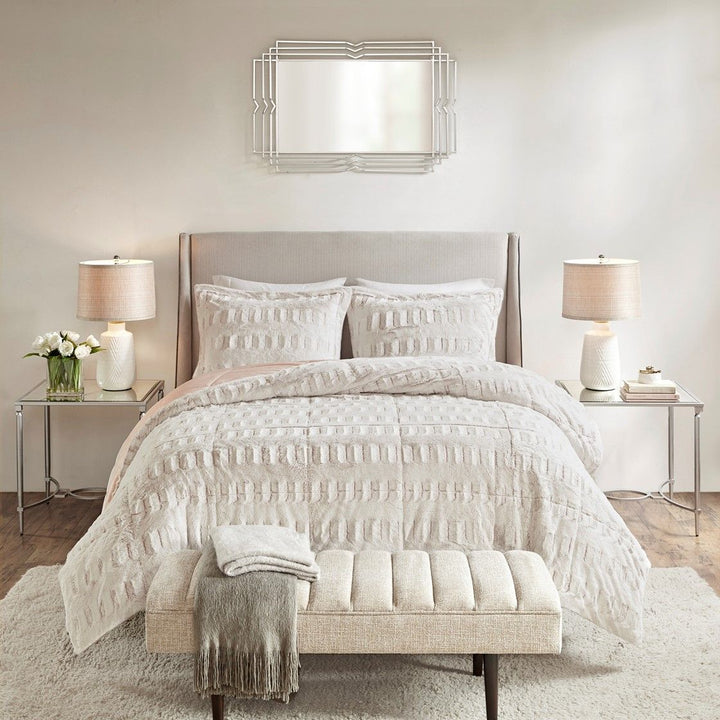 White Faux Fur Comforter Mini Set