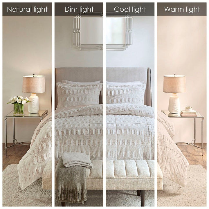 White Faux Fur Comforter Mini Set