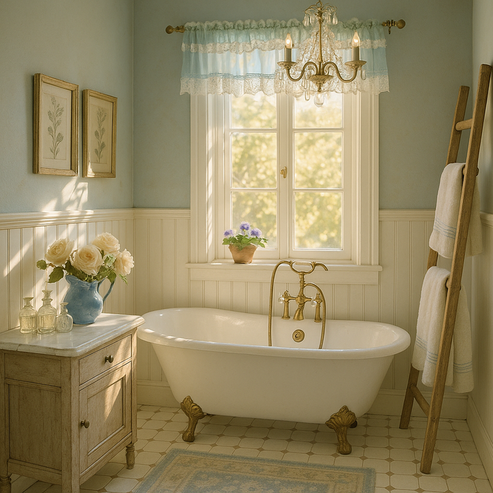 White Floral Lace Door Curtain