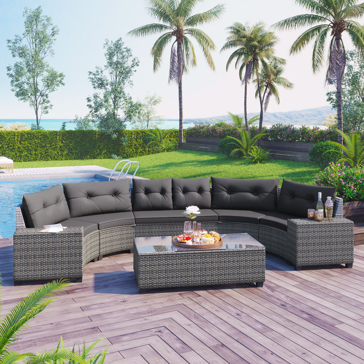 Wicker Round Sofa Set