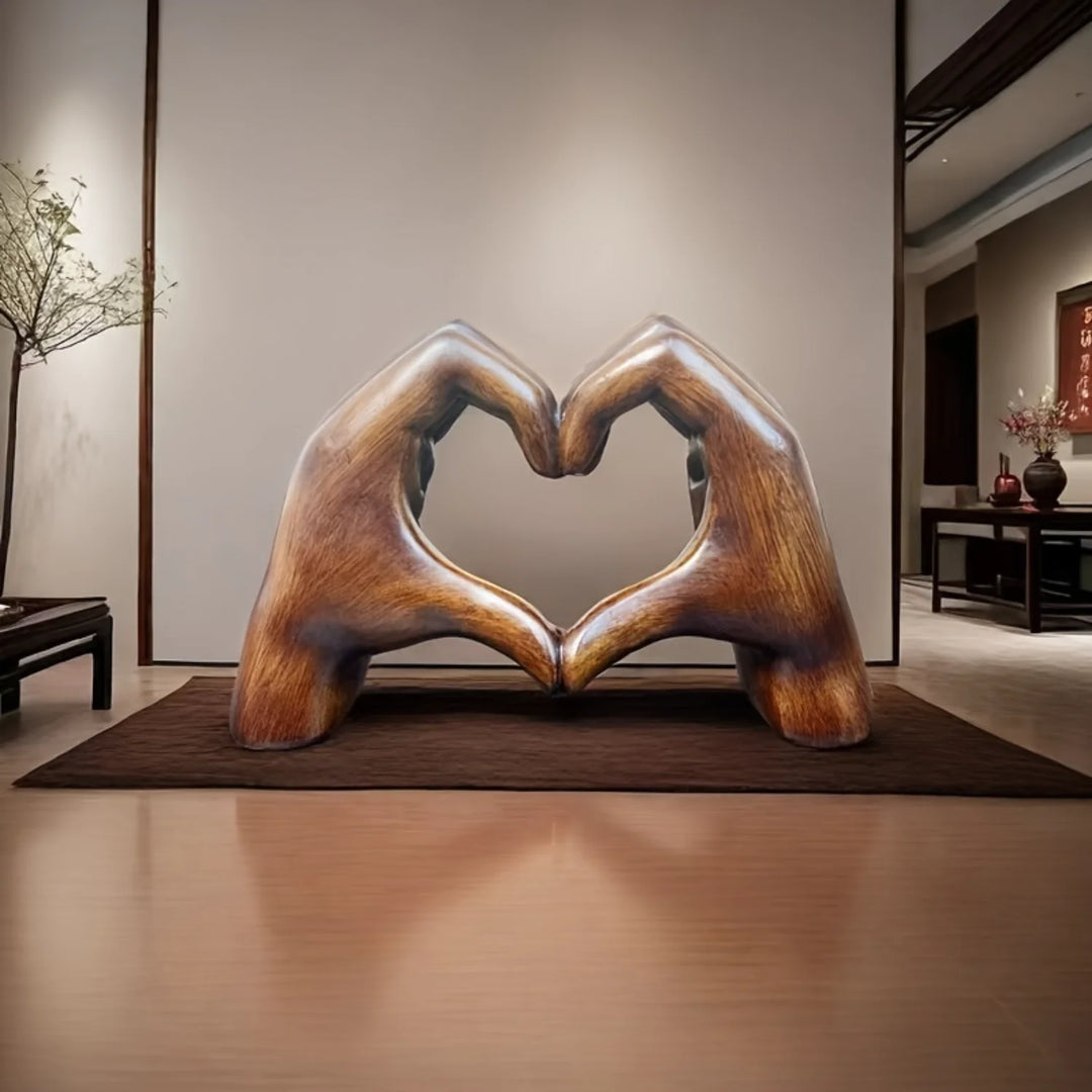 Wood Grain Love Hand Sculpture
