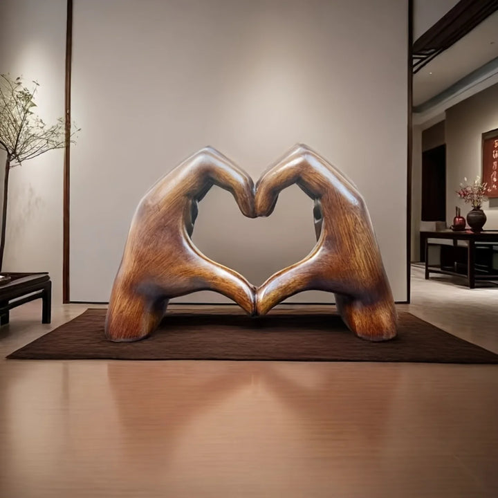 Wood Grain Love Hand Sculpture