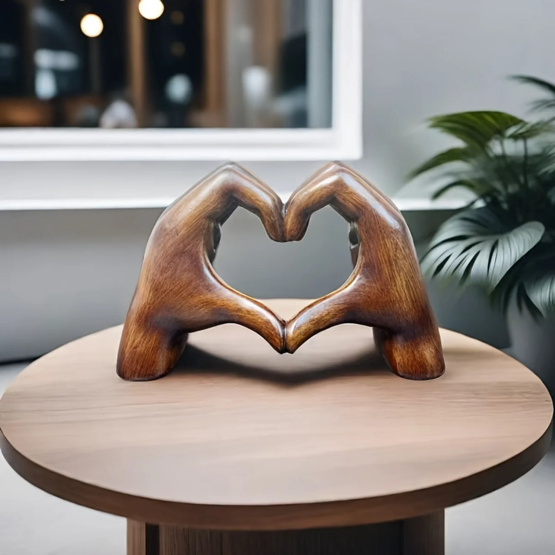 Wood Grain Love Hand Sculpture