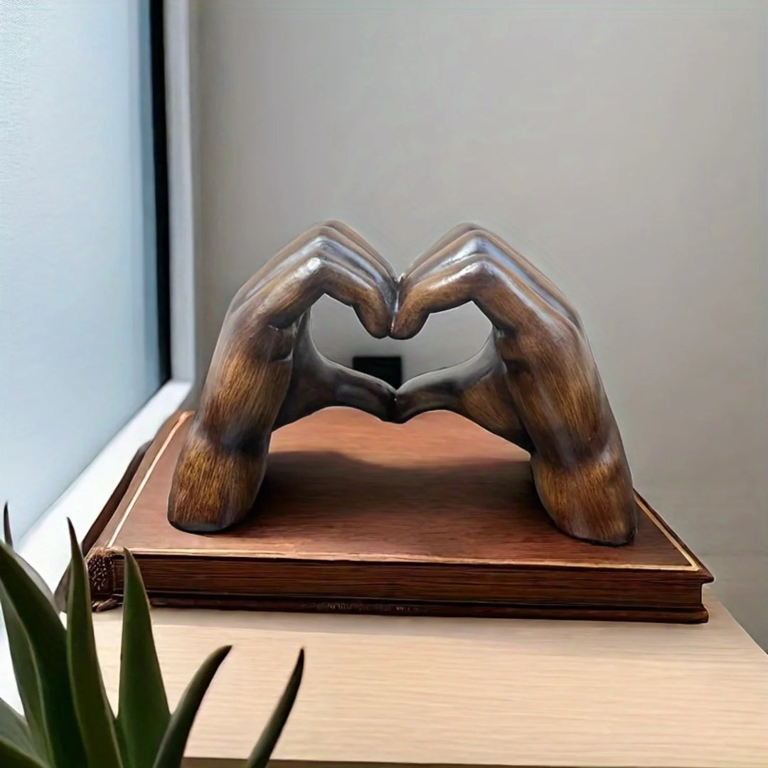 Wood Grain Love Hand Sculpture