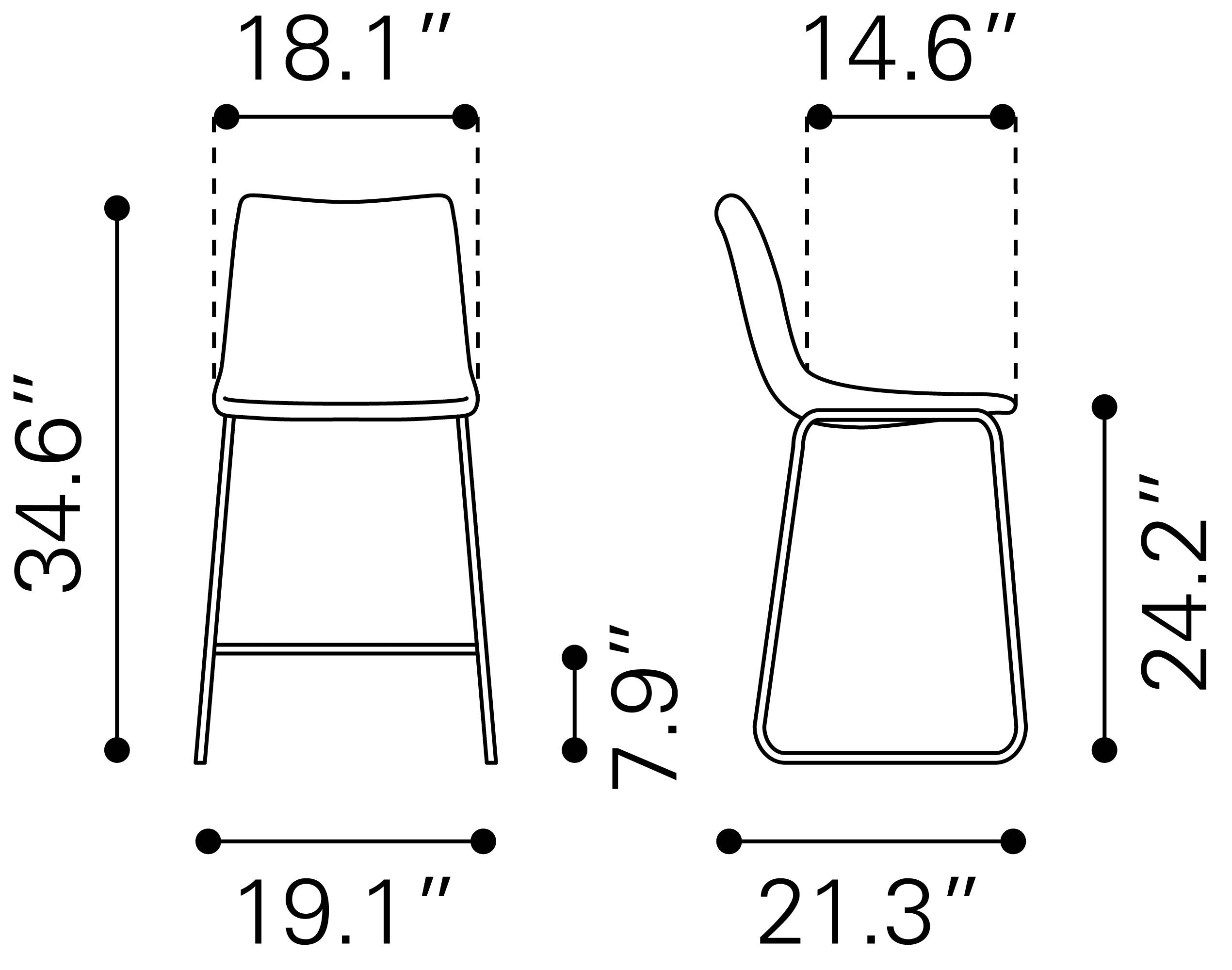 Smart Counter Stool (Set of 2) Charcoal