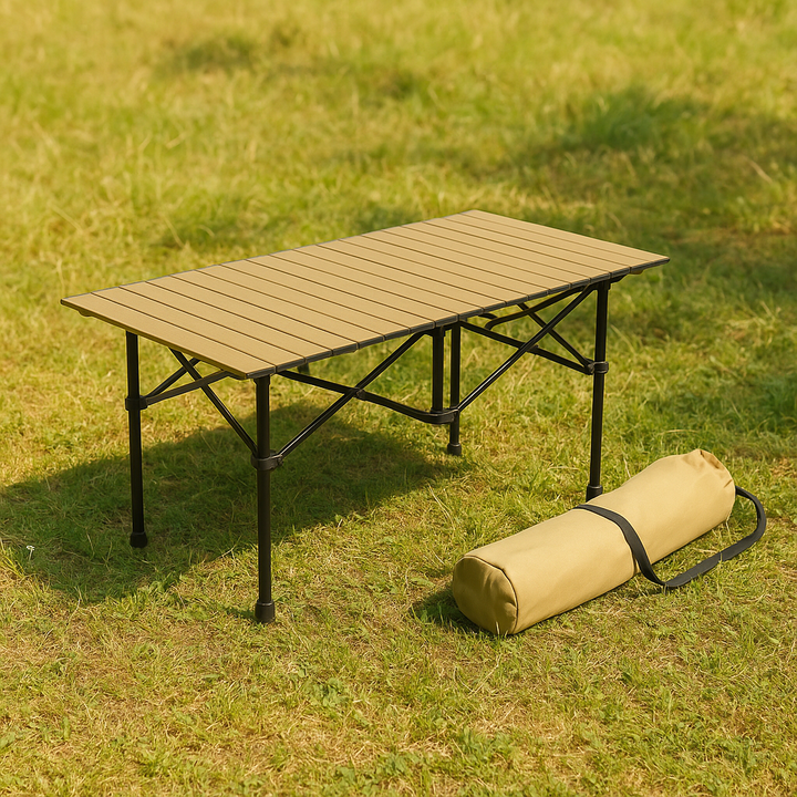 TrailMate Folding Carbon Steel Camping Table – Portable Roll-Up Picnic & BBQ Table with Carry Bag
