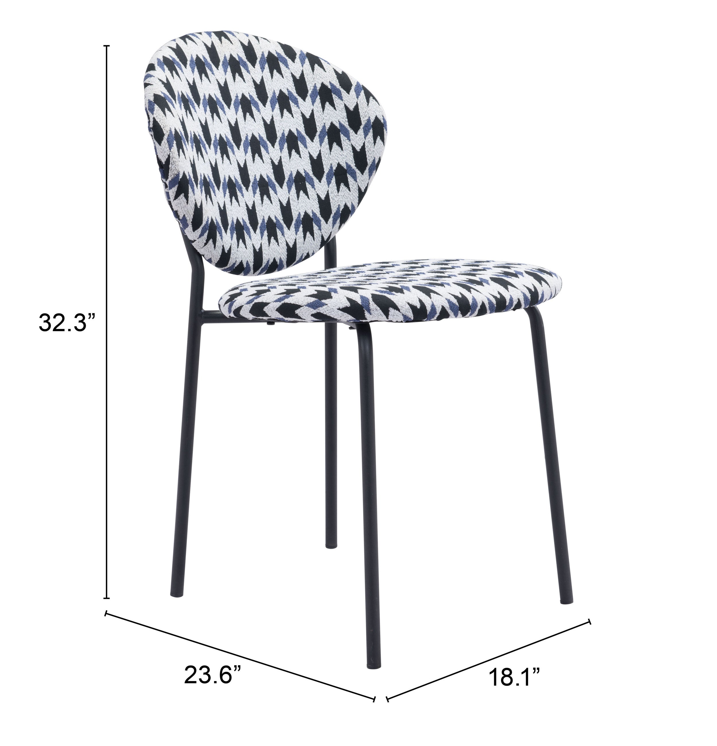 Clyde Dining Chair Geometric Print & Black