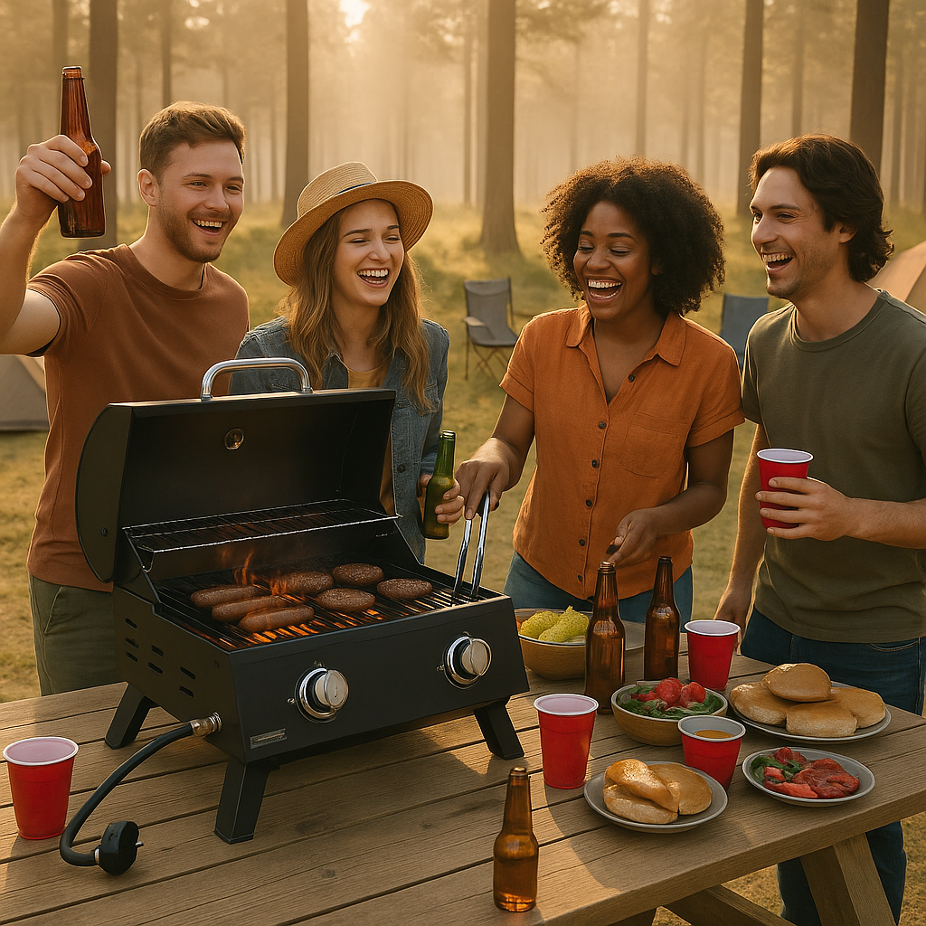 Professional Dual-Burner Portable Gas Grill with Advanced Temperature Control System