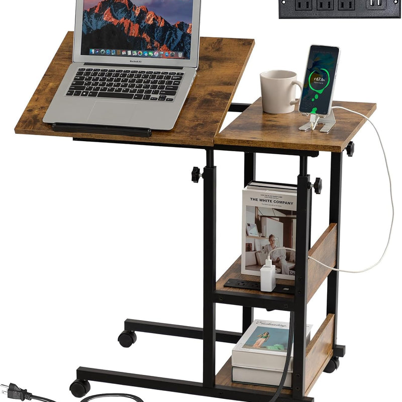 C-SHAPED END TABLE WITH CHARGING STATION – ADJUSTABLE HEIGHT - a