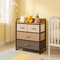4-Drawer Compact Storage Tower - Multi-Room Organizer Cabinet with Steel Frame & Wood Top