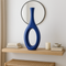 Premium Trombone Vase Small in blue - Contemporary Resin Floor Sculpture with Glossy Finish