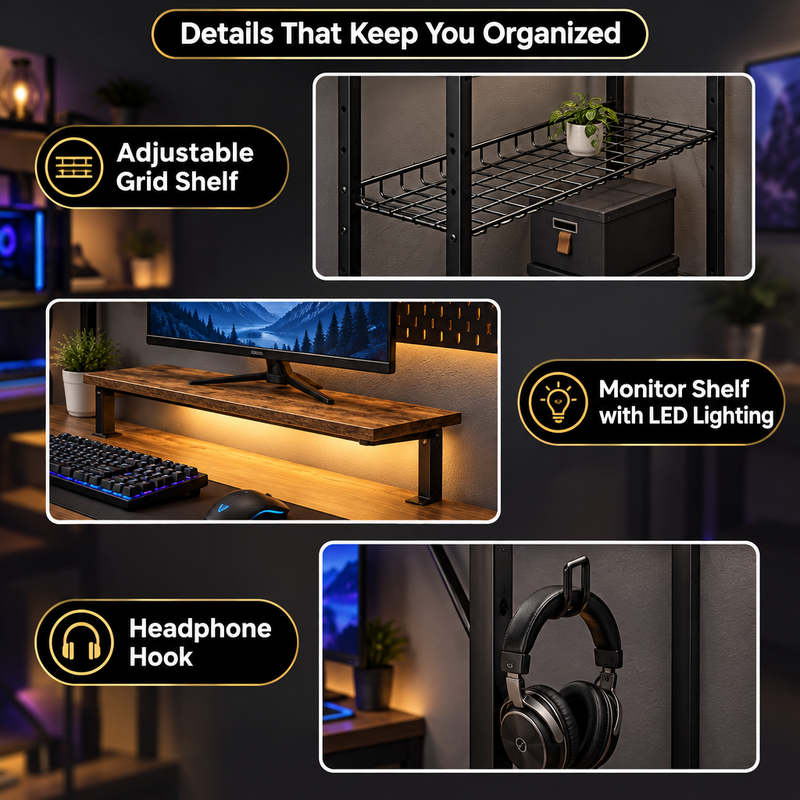 Adjustable side shelf shown in flat and inclined positions
