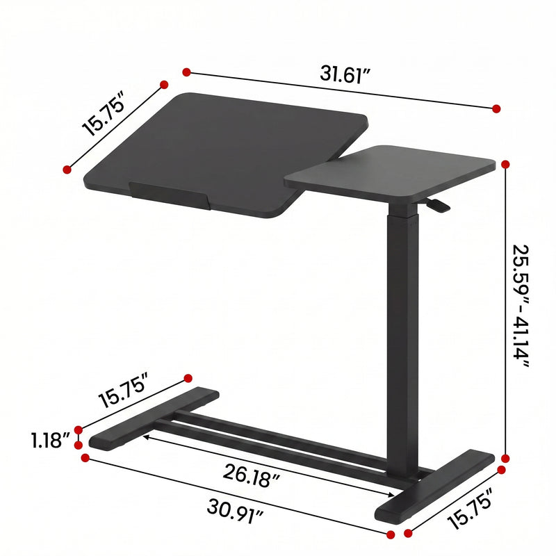 Close-up of overbed table rolling casters with locking brake pedal