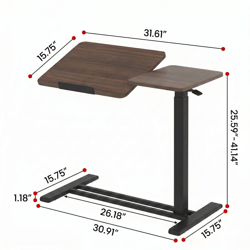 Close-up of overbed table rolling casters with locking brake pedal