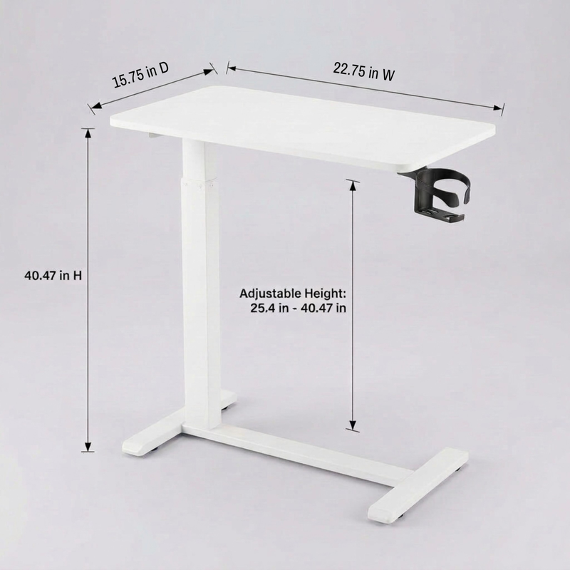 Close-up of overbed table rolling casters with locking brake pedal