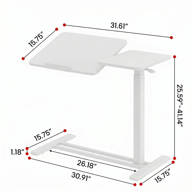 Close-up of overbed table rolling casters with locking brake pedal