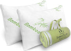 Two shredded memory foam pillows stacked on a white background