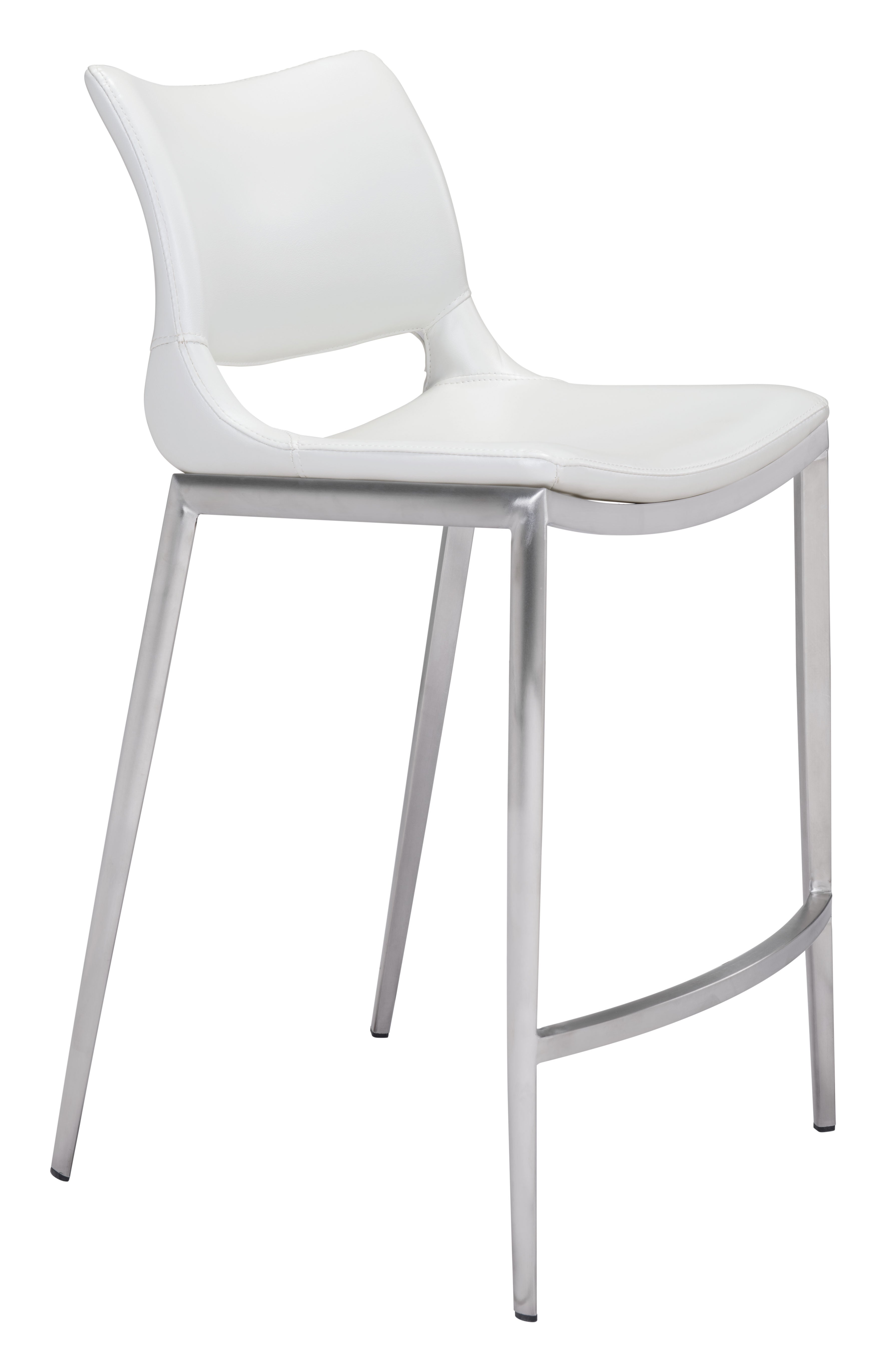 Ace Counter Stool White & Silver