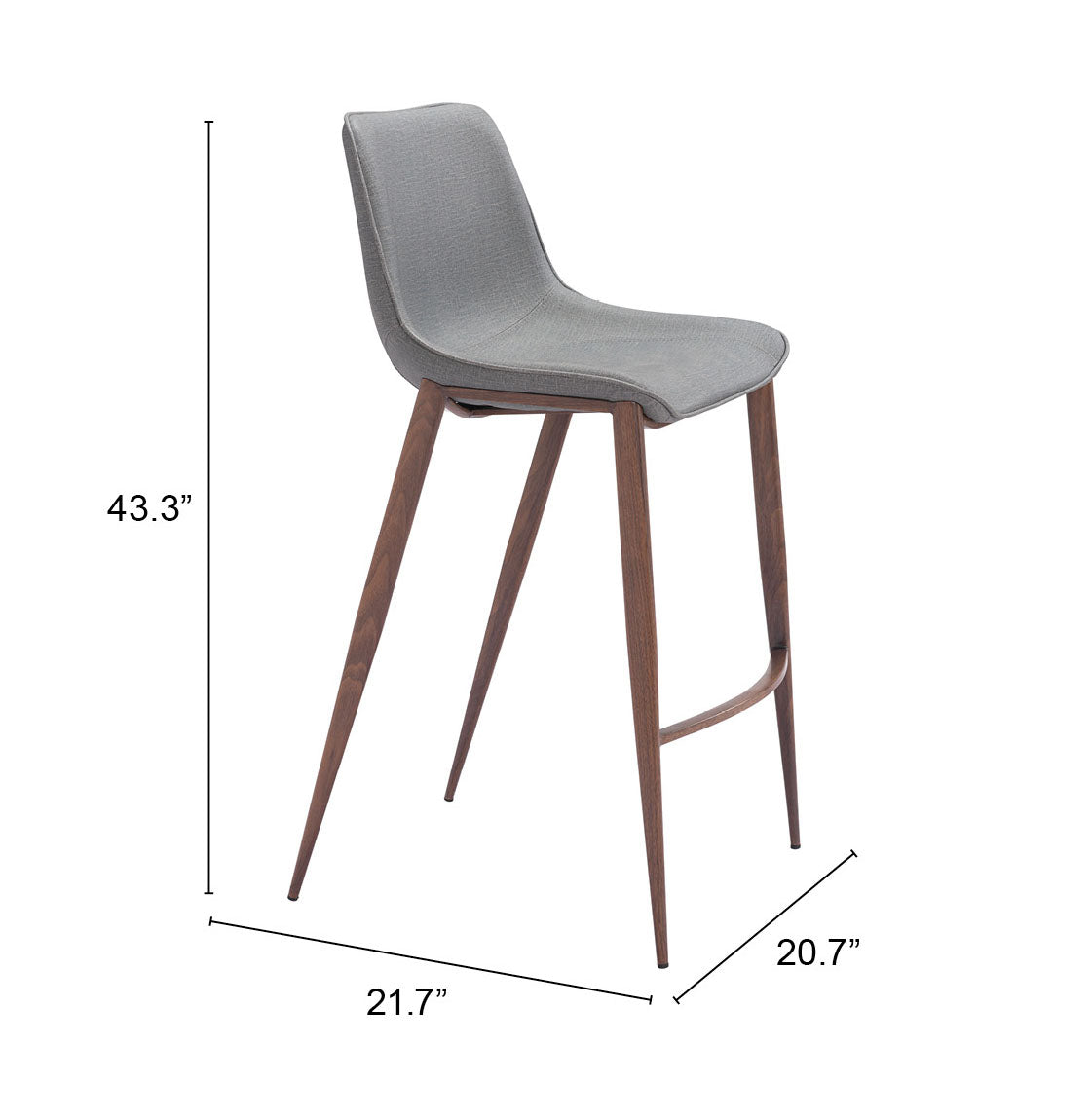 Magnus Barstool Slate Gray & Walnut