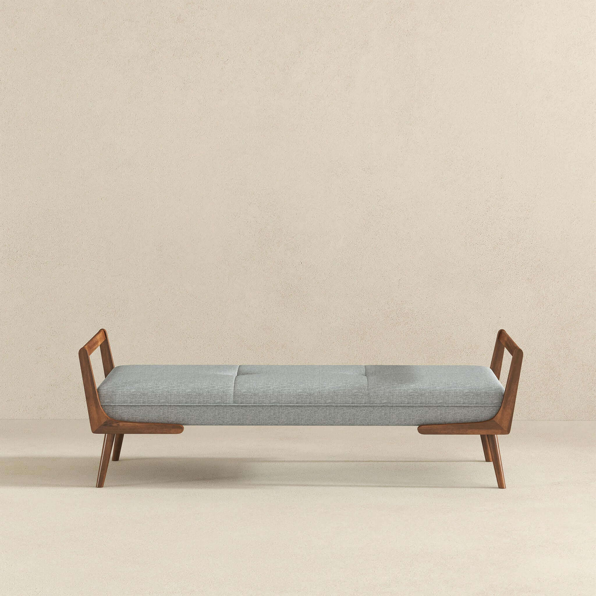 Cora Mid Century Modern Grey Fabric Bench