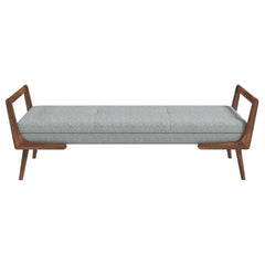 Cora Mid Century Modern Grey Fabric Bench