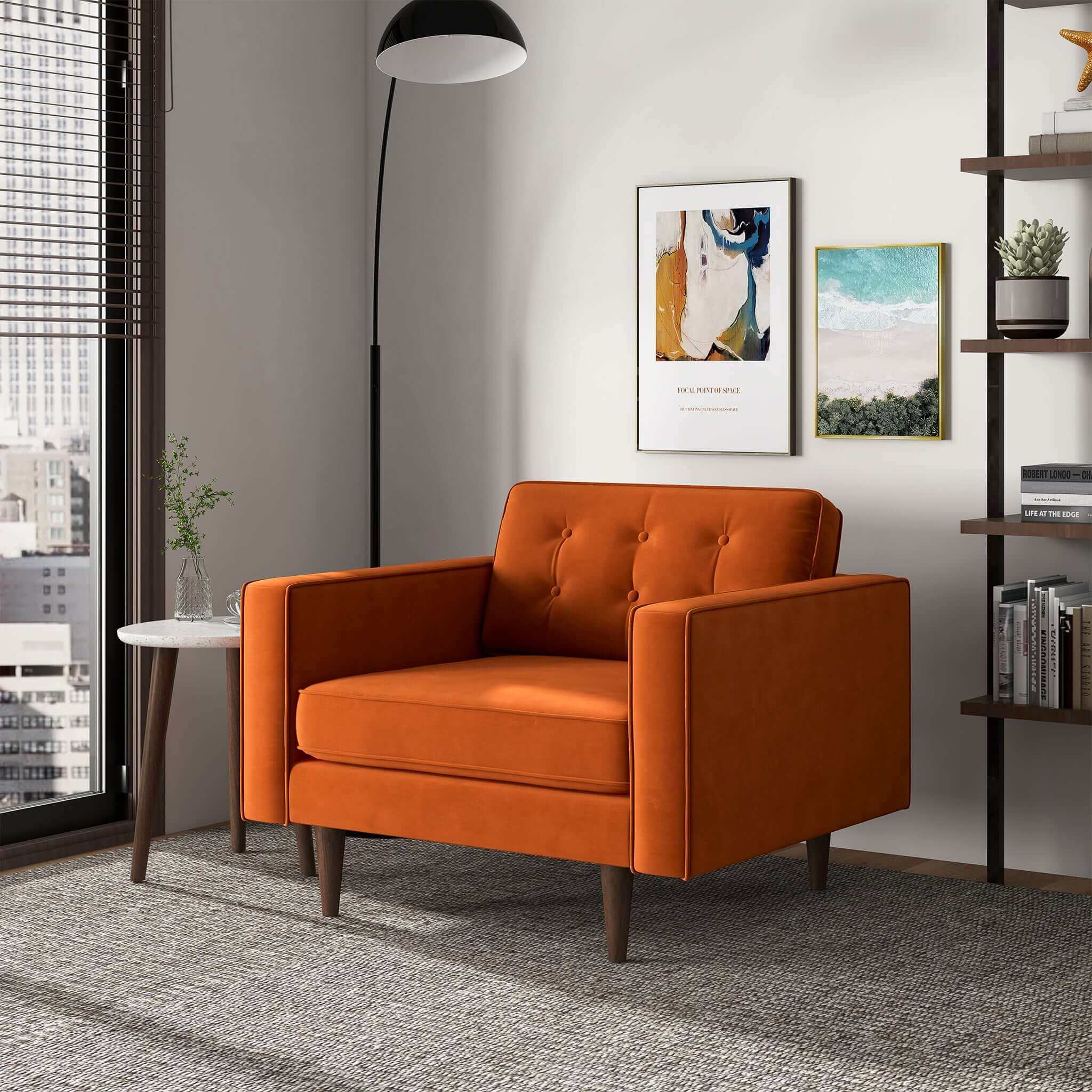 Casey Burnt Orange Velvet Lounge Chair